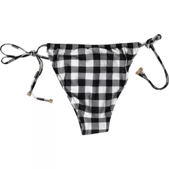 Dolce & Gabbana Schwarz-Weiß Kariert Bademode Strandmode Bikini Unterteil