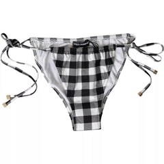 Dolce & Gabbana Schwarz-Weiß Kariert Bademode Strandmode Bikini Unterteil