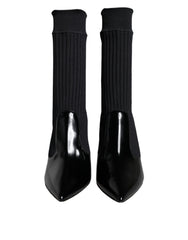 Dolce & Gabbana Zwarte Stretch Stiletto Enkellaarzen Sok Schoen