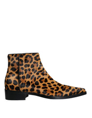 Dolce & Gabbana Bruine Luipaard Kalfshaar Enkellaarsjes Schoenen