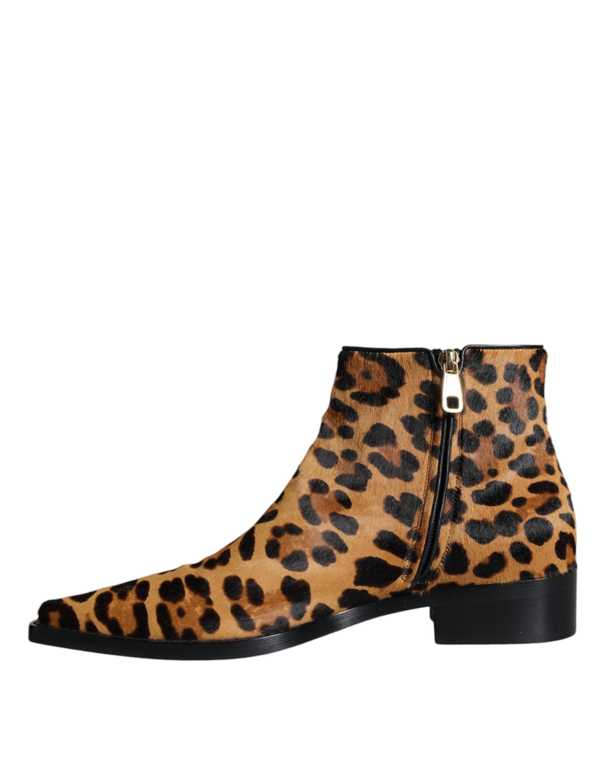 Dolce & Gabbana Bruine Luipaard Kalfshaar Enkellaarsjes Schoenen