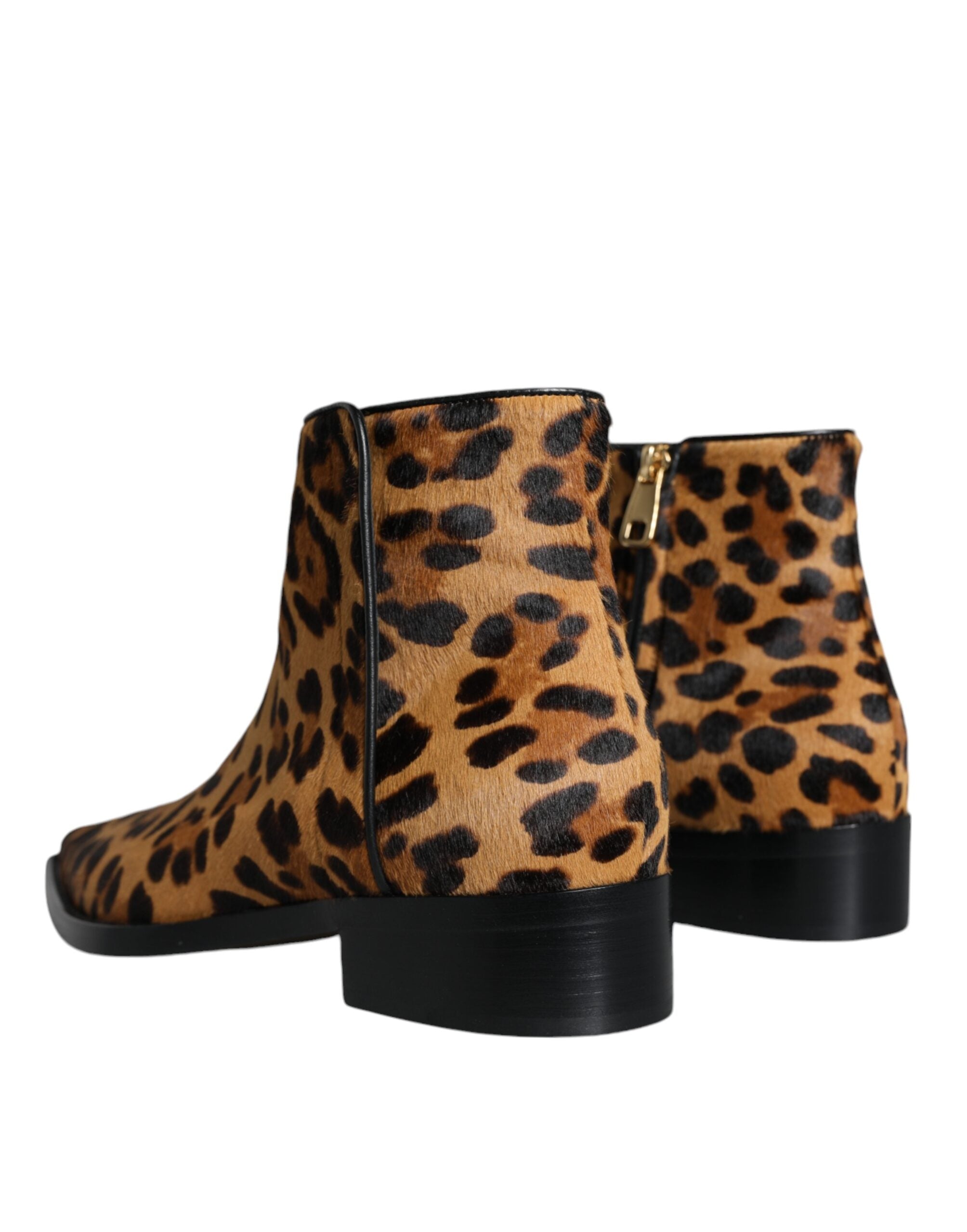 Dolce & Gabbana Bruine Luipaard Kalfshaar Enkellaarsjes Schoenen