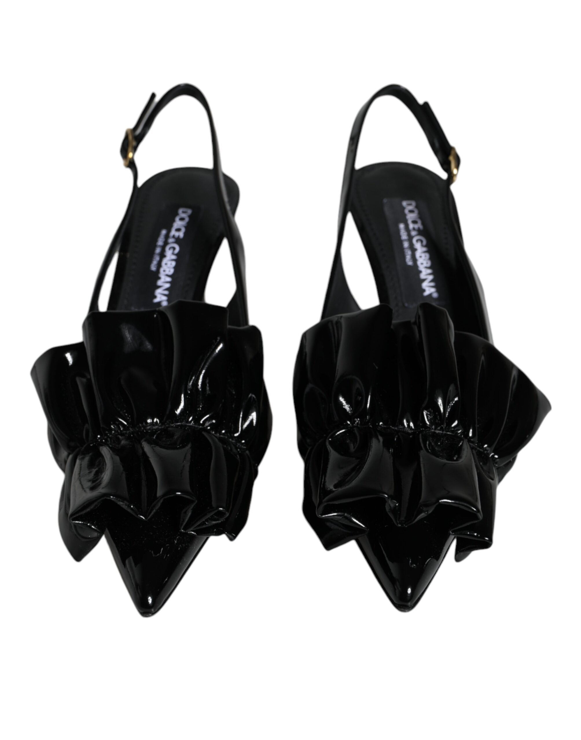 Dolce & Gabbana Schwarze Lackleder Slingback-Pumps