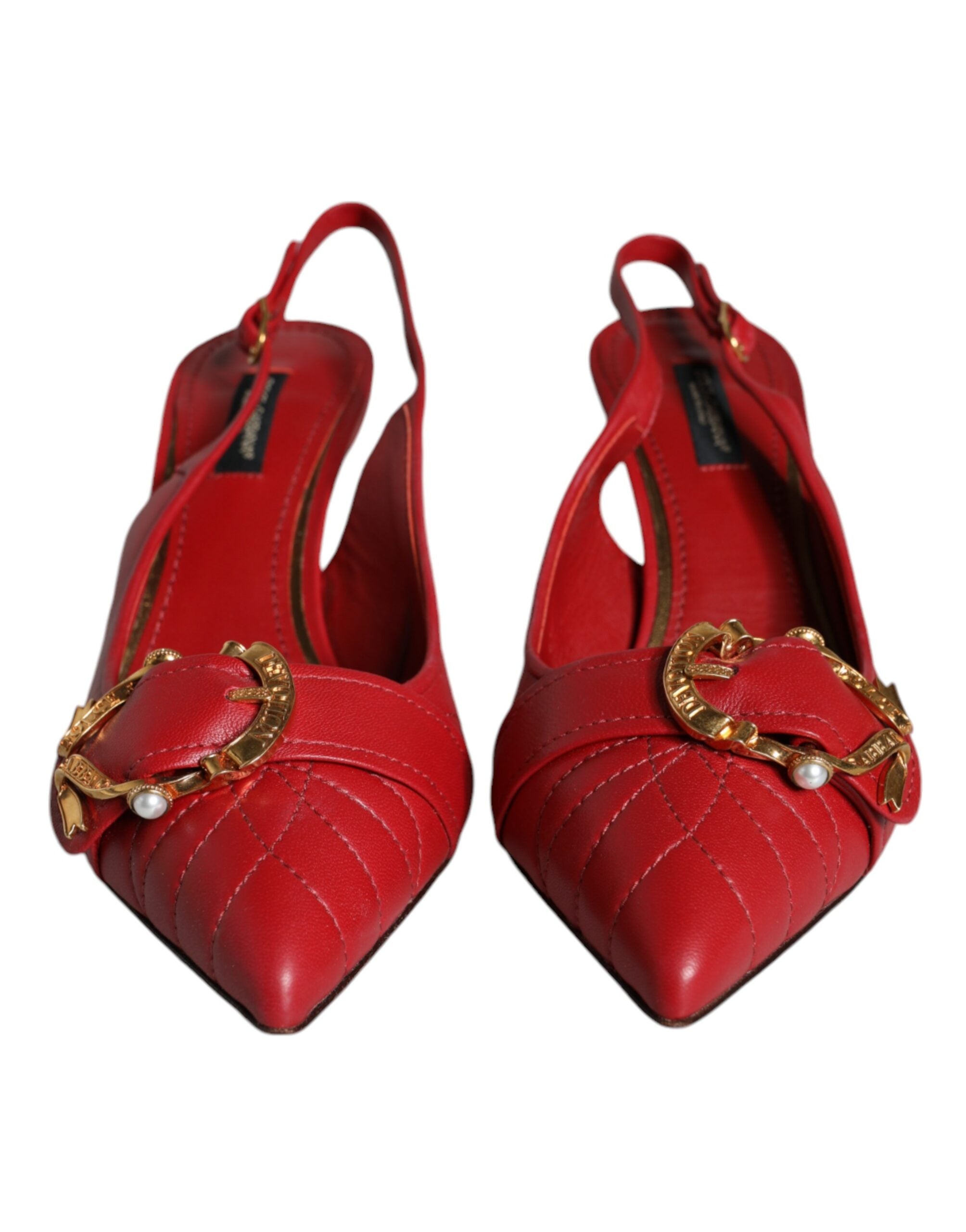 Dolce & Gabbana Rote Devotion Slingback-Pumps aus Leder