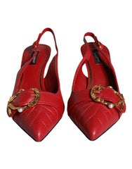 Dolce & Gabbana Rote Devotion Slingback-Pumps aus Leder