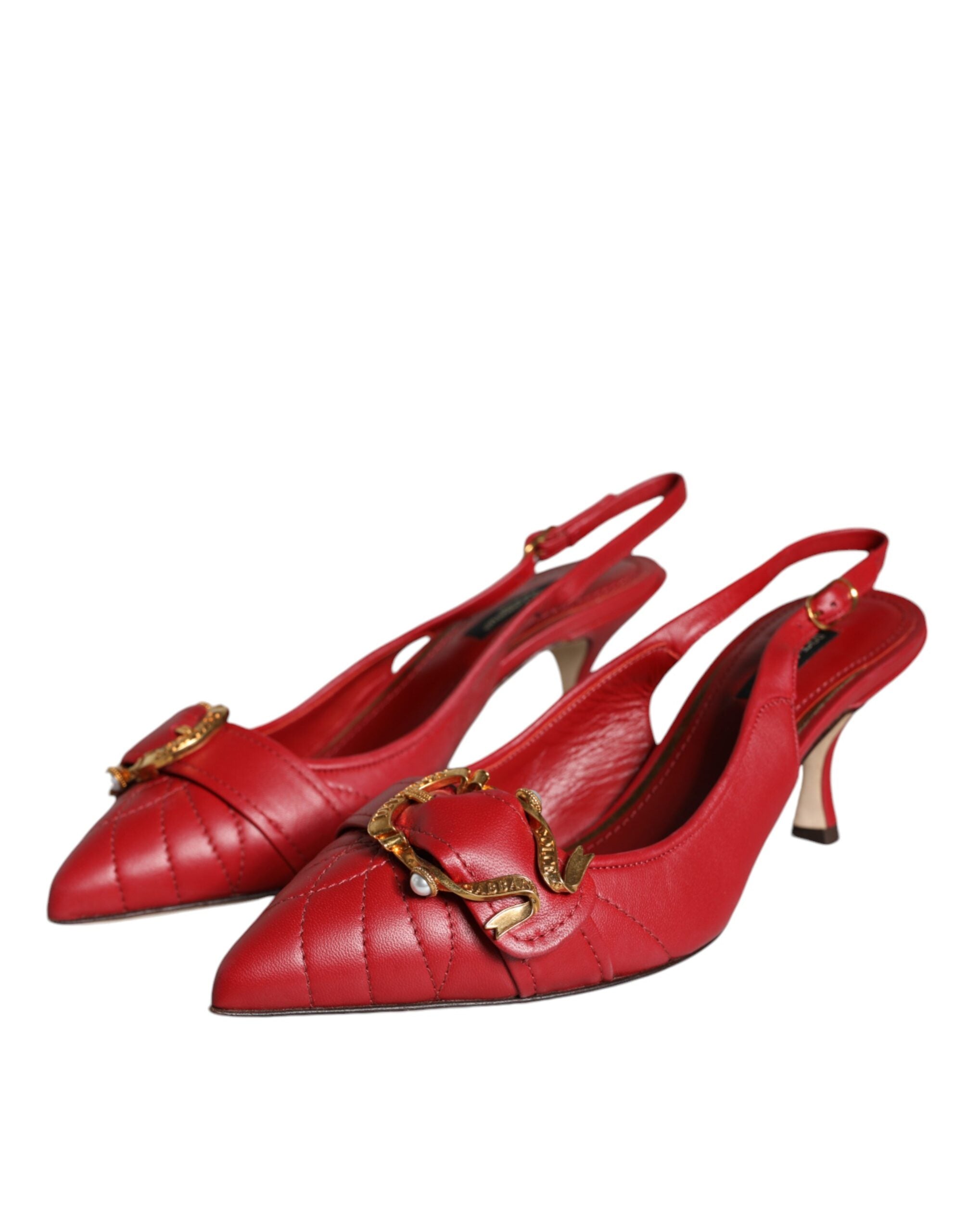 Dolce & Gabbana Rote Devotion Slingback-Pumps aus Leder