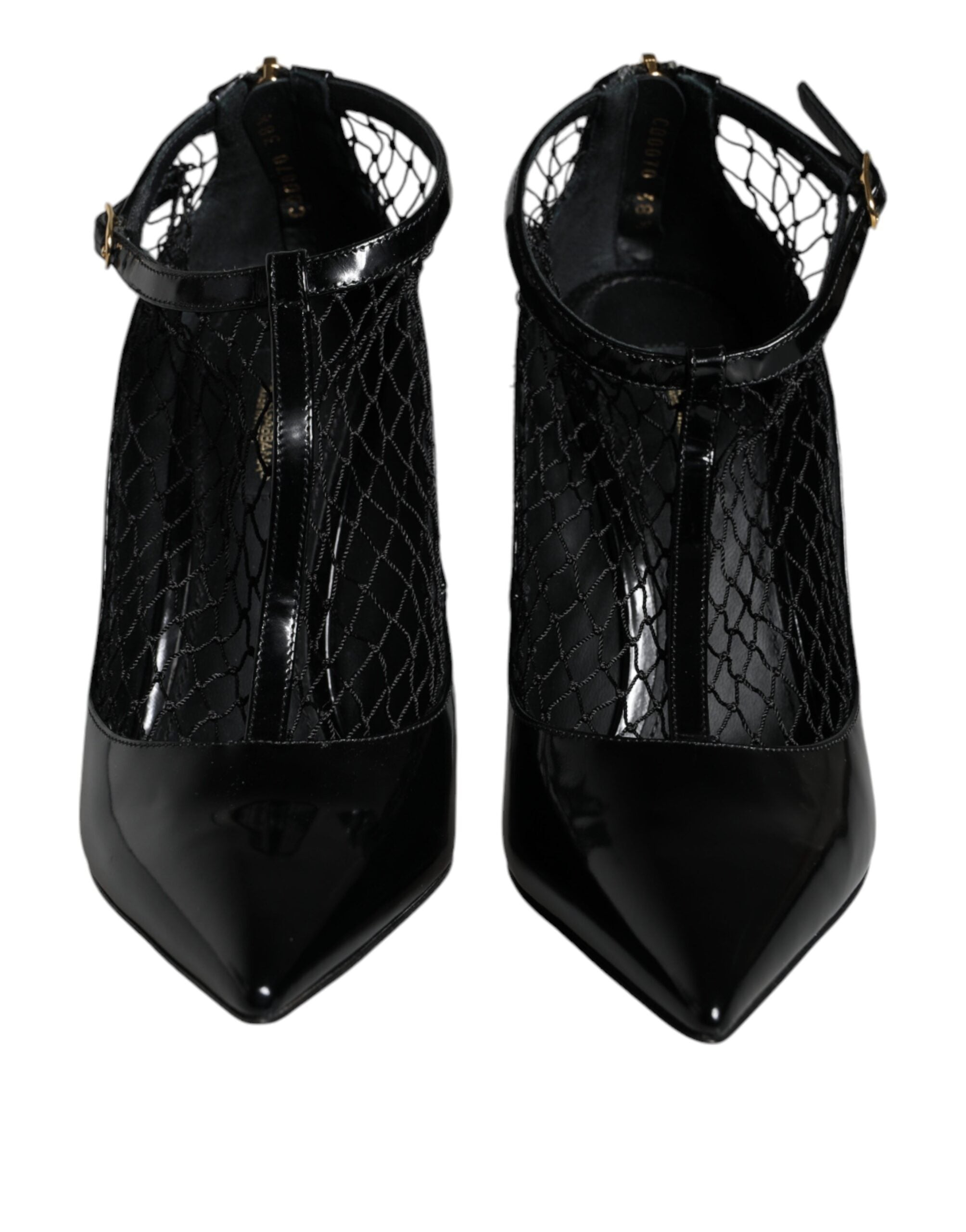 Dolce & Gabbana Schwarze Mesh Lackleder Pumps Schuhe