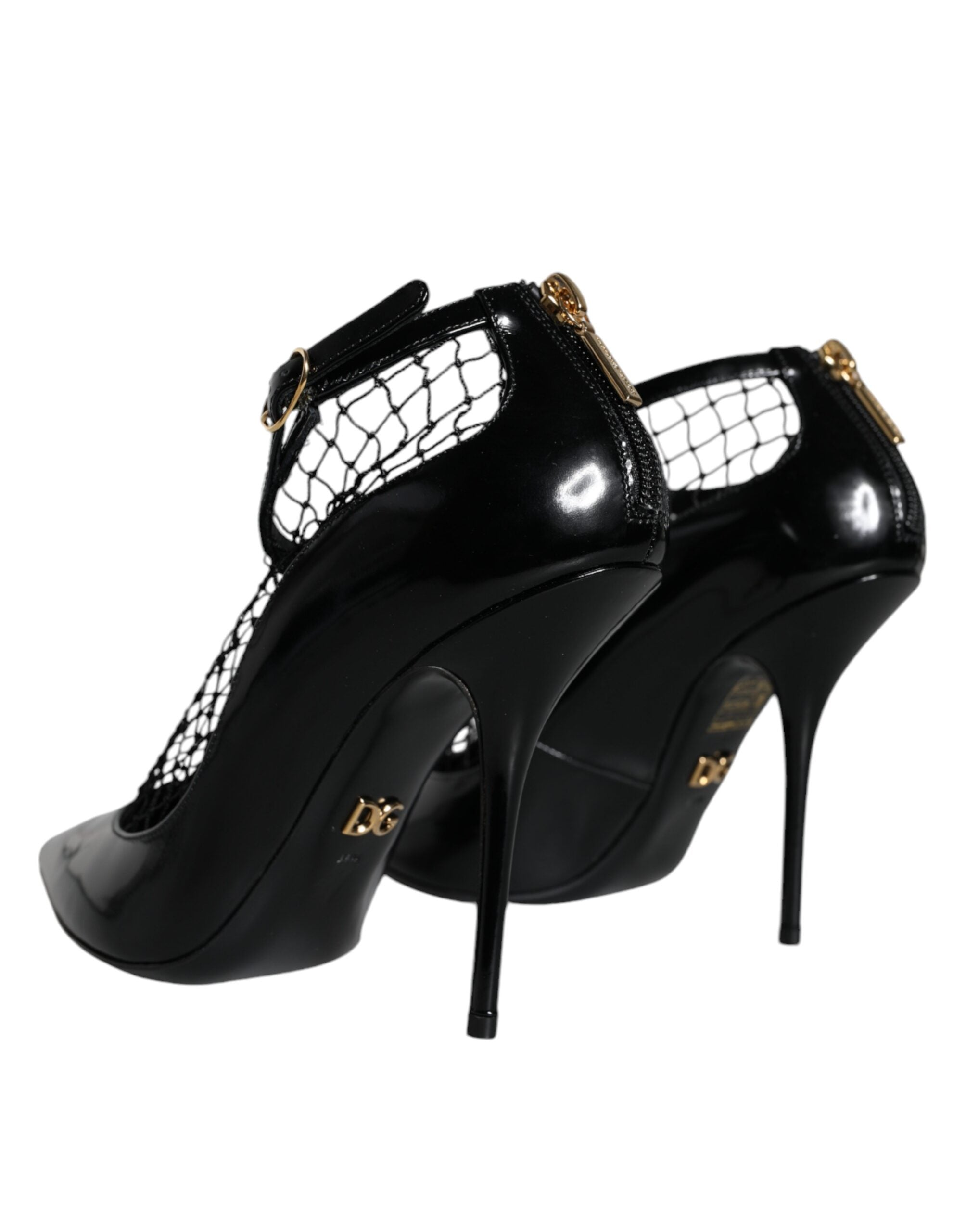 Dolce & Gabbana Schwarze Mesh Lackleder Pumps Schuhe