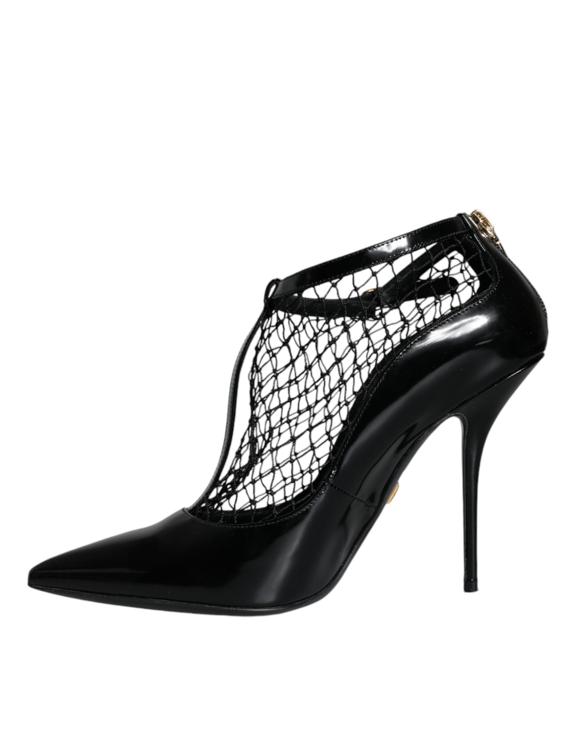Dolce & Gabbana Schwarze Mesh Lackleder Pumps Schuhe