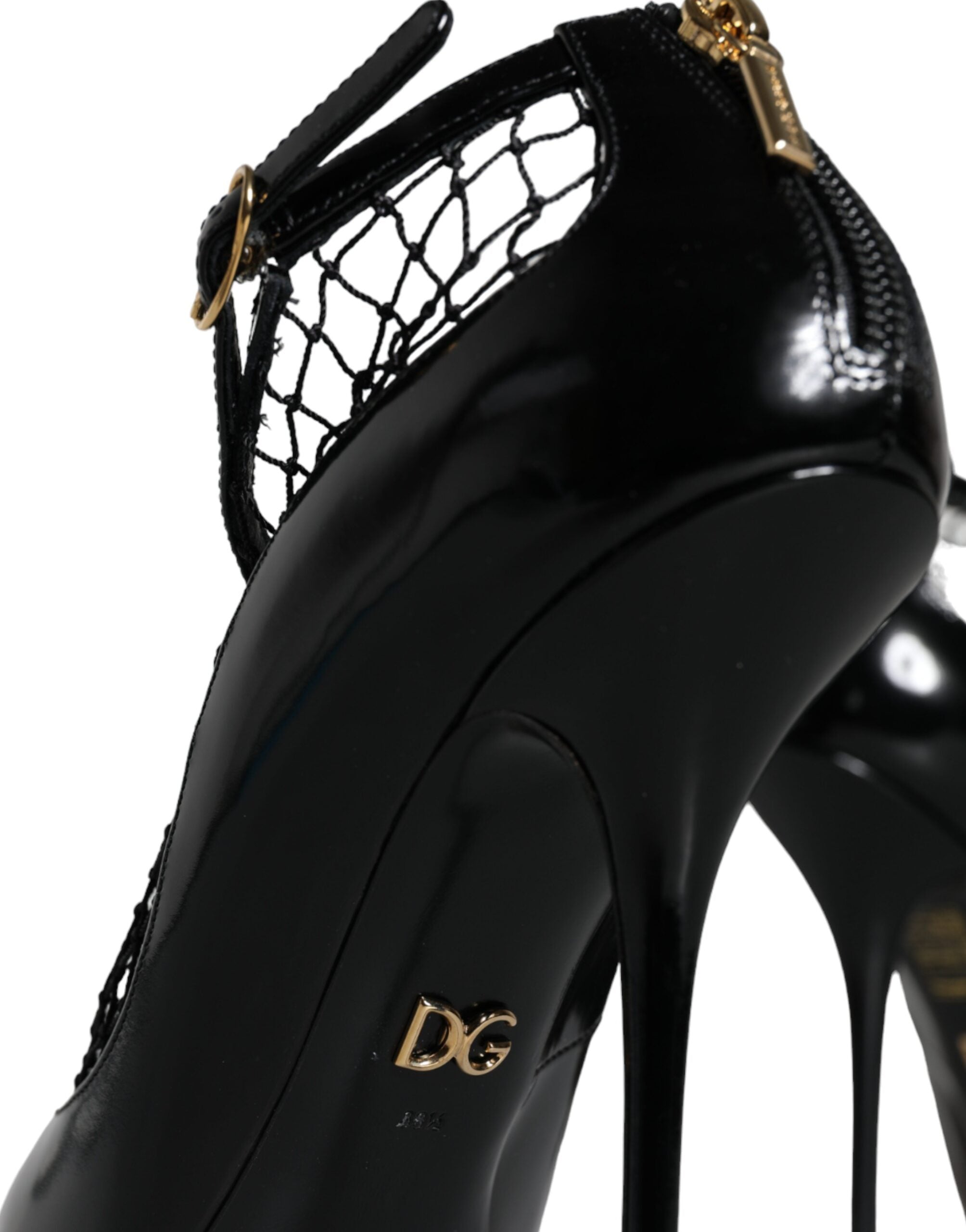 Dolce & Gabbana Schwarze Mesh Lackleder Pumps Schuhe