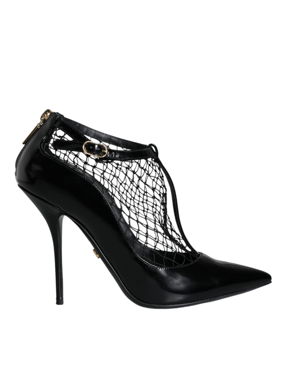 Dolce & Gabbana Schwarze Mesh Lackleder Pumps Schuhe