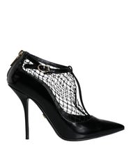 Dolce & Gabbana Schwarze Mesh Lackleder Pumps Schuhe