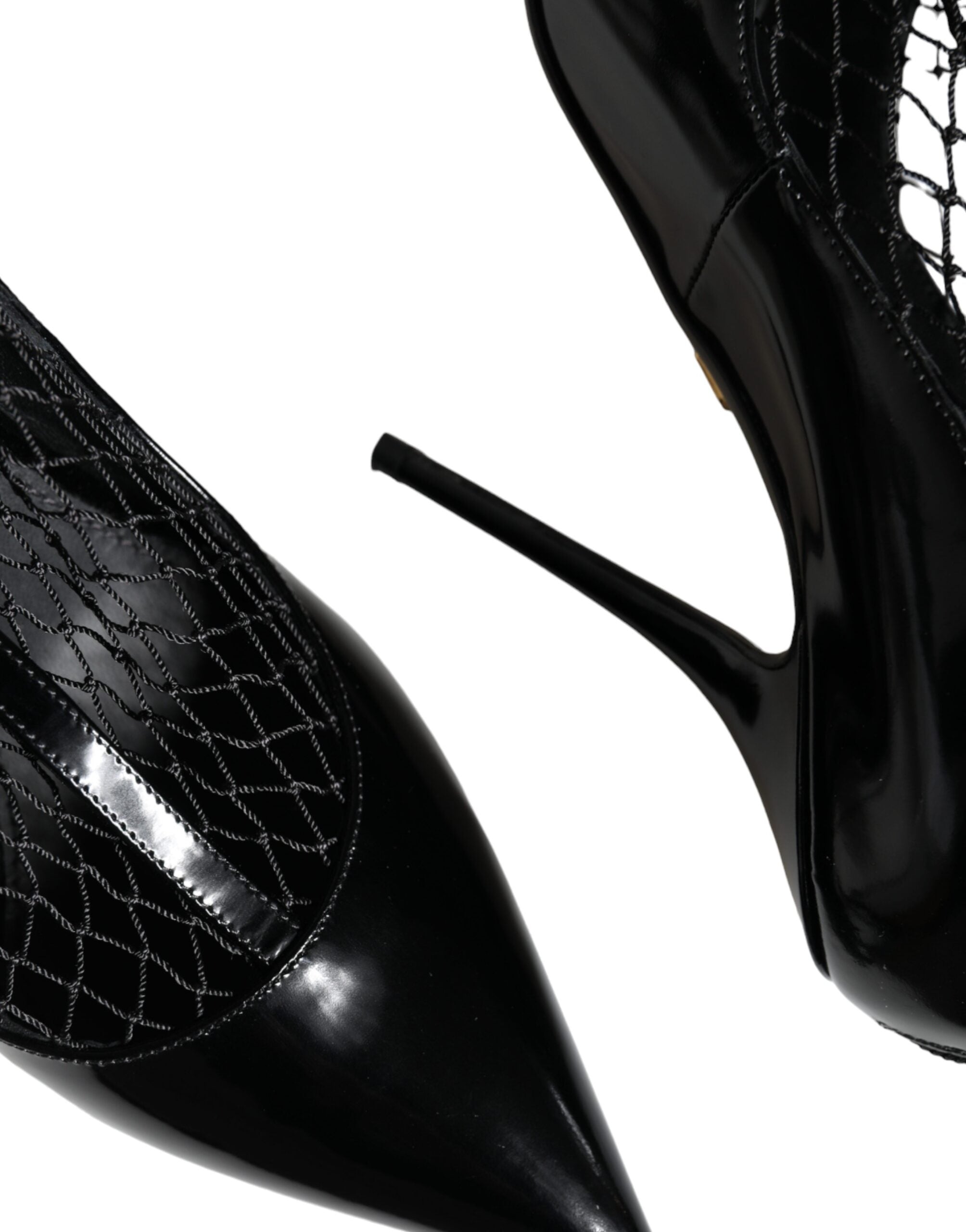 Dolce & Gabbana Schwarze Mesh Lackleder Pumps Schuhe