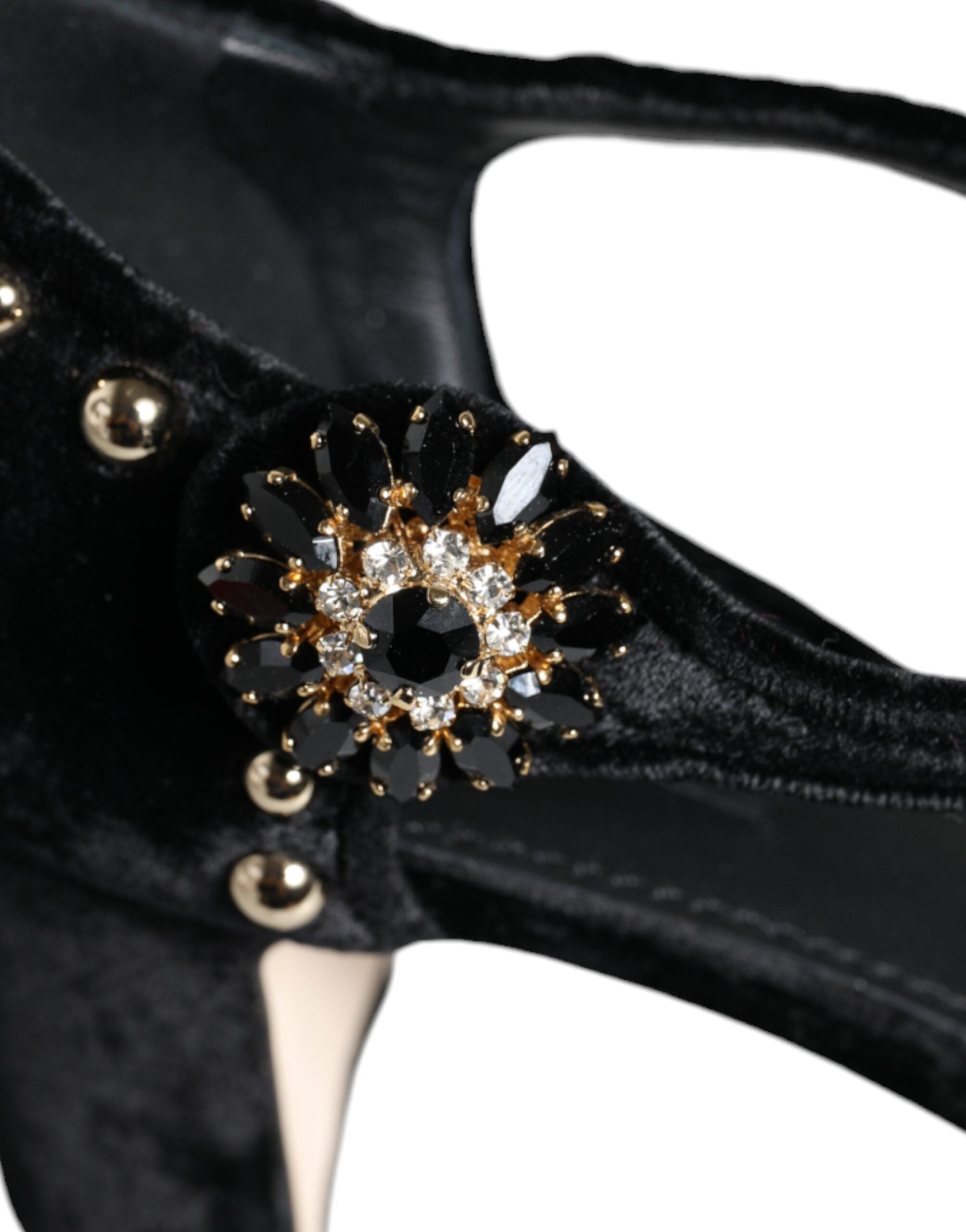 Dolce & Gabbana Schwarze Samt-Rosen Knöchelriemen Pumps Schuhe