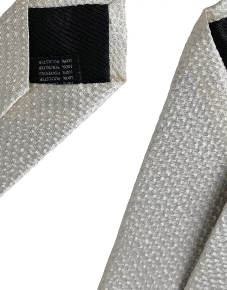 Dolce & Gabbana Off White 100% Seide Verstellbare Herren Krawatte