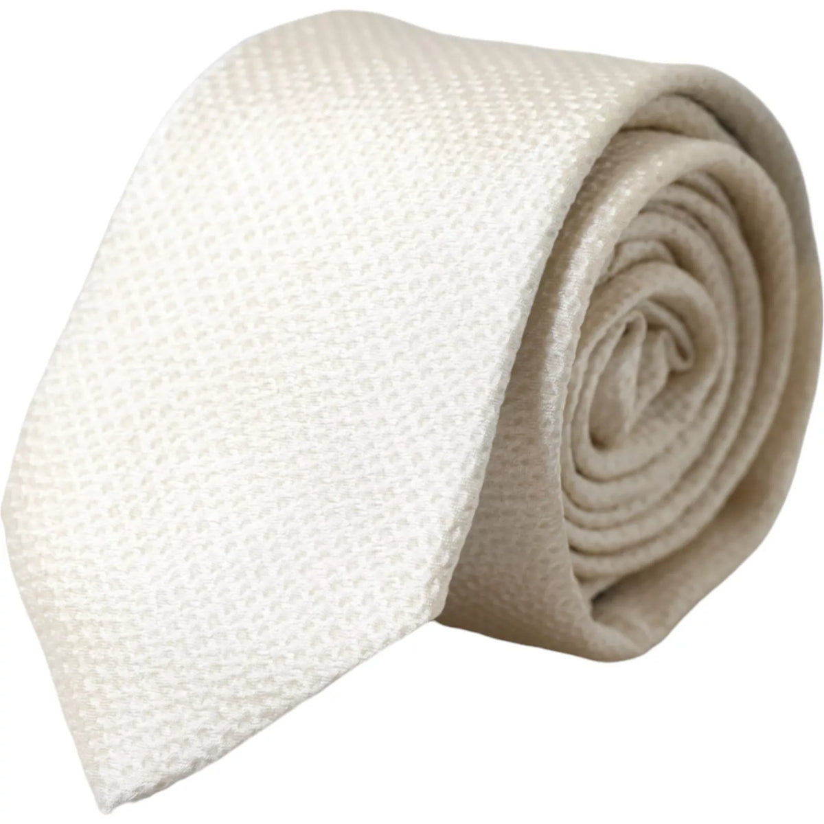 Dolce & Gabbana Off White 100% Seide Verstellbare Herren Krawatte