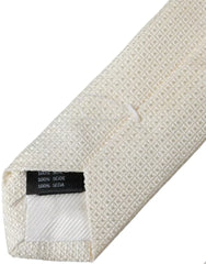 Dolce & Gabbana Off-White Gemusterte Seidenkrawatte, klassisch, verstellbar