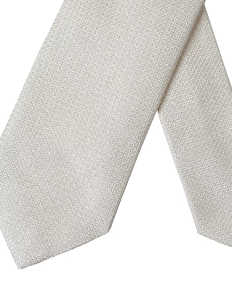 Dolce & Gabbana Off-White Gemusterte Seidenkrawatte, klassisch, verstellbar