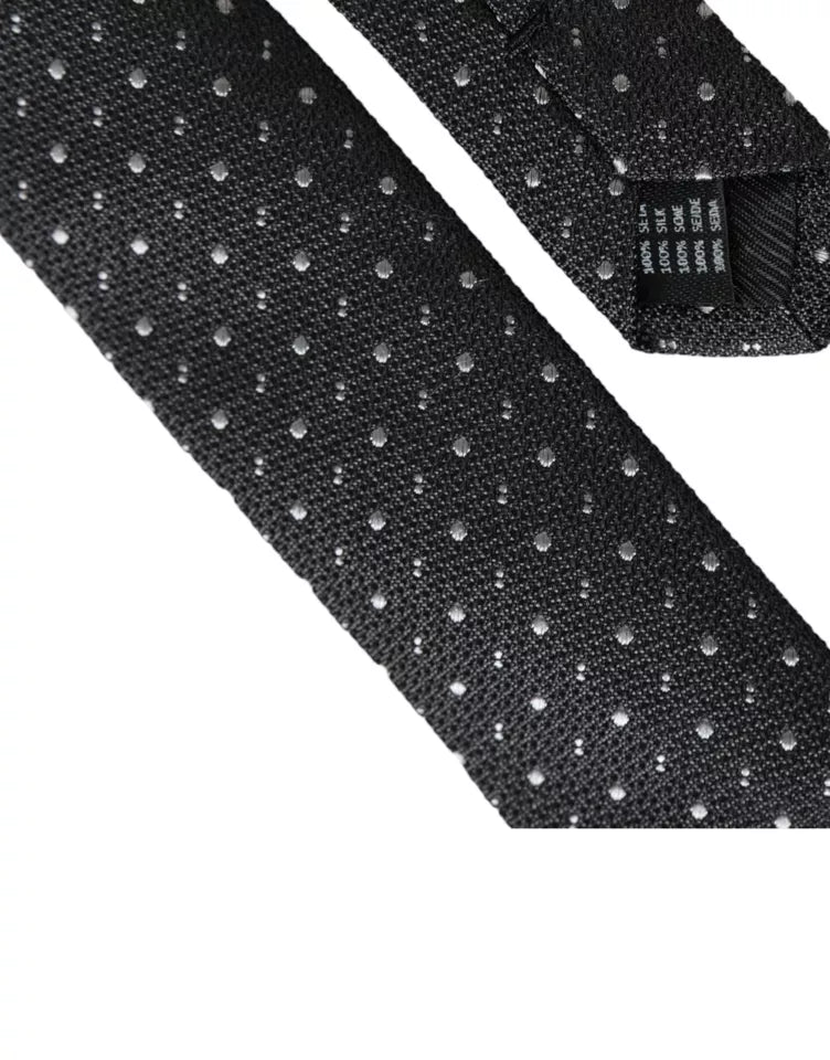Dolce & Gabbana Schwarze Seidenkrawatte mit verstellbaren Punkten für Herren