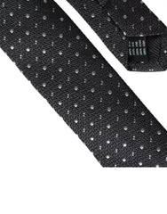 Dolce & Gabbana Schwarze Seidenkrawatte mit verstellbaren Punkten für Herren