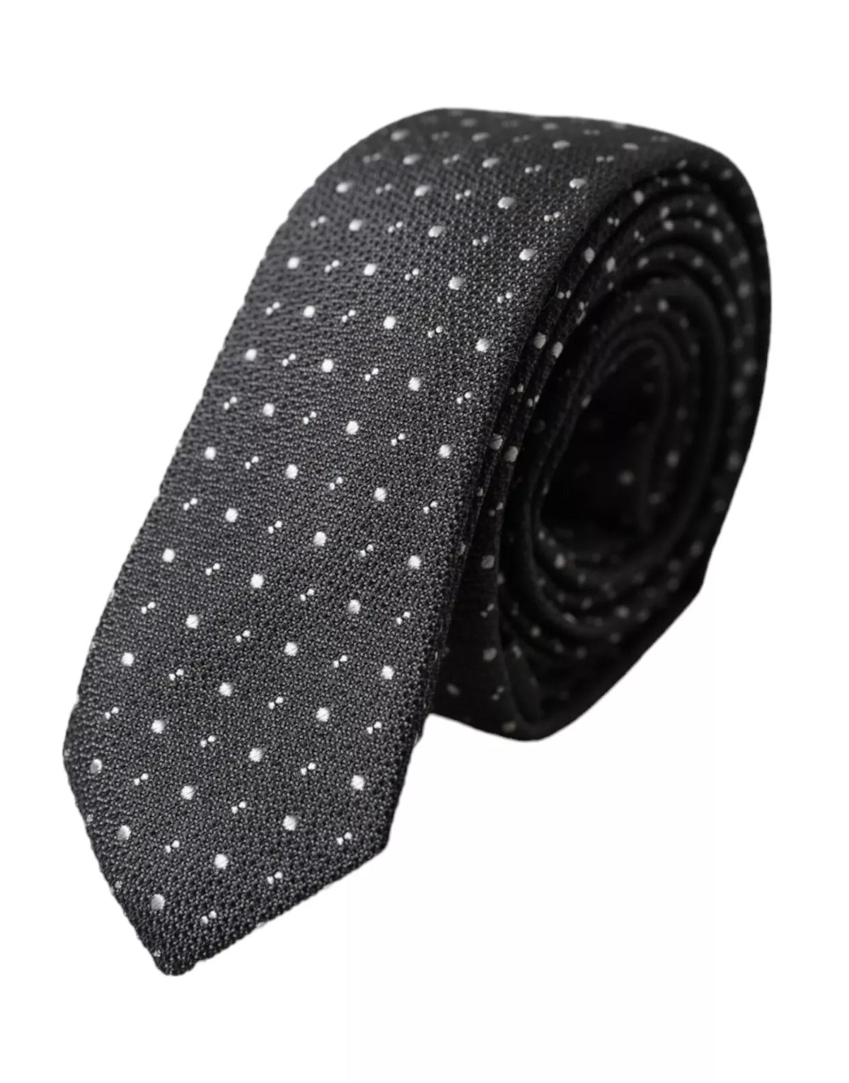 Dolce & Gabbana Schwarze Seidenkrawatte mit verstellbaren Punkten für Herren