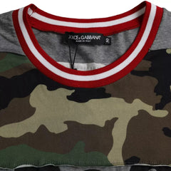 Dolce & Gabbana Multicolor Camouflage Katoenen T-shirt met Ronde Hals voor Heren