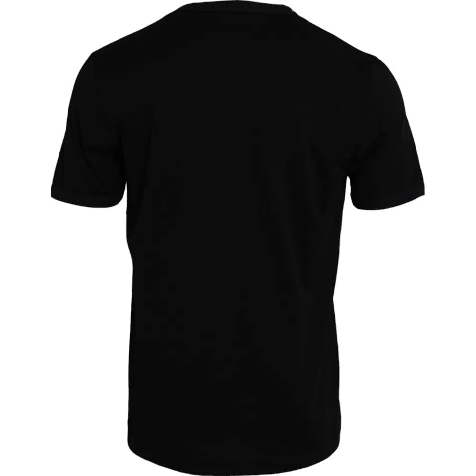 Dolce & Gabbana Schwarzes Baumwoll-T-Shirt für Herren mit Rundhalsausschnitt und kurzen Ärmeln