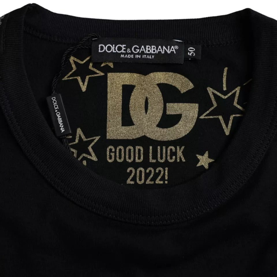 Dolce & Gabbana Schwarzes Baumwoll-T-Shirt für Herren mit Rundhalsausschnitt und kurzen Ärmeln