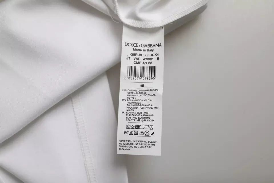 Dolce & Gabbana weißes Baumwoll-T-Shirt mit Rundhalsausschnitt und kurzen Ärmeln