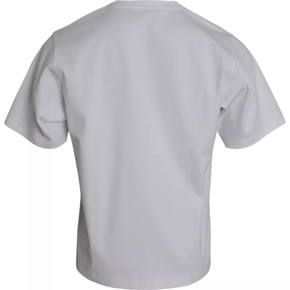 Dolce & Gabbana weißes Baumwoll-T-Shirt mit Rundhalsausschnitt und kurzen Ärmeln