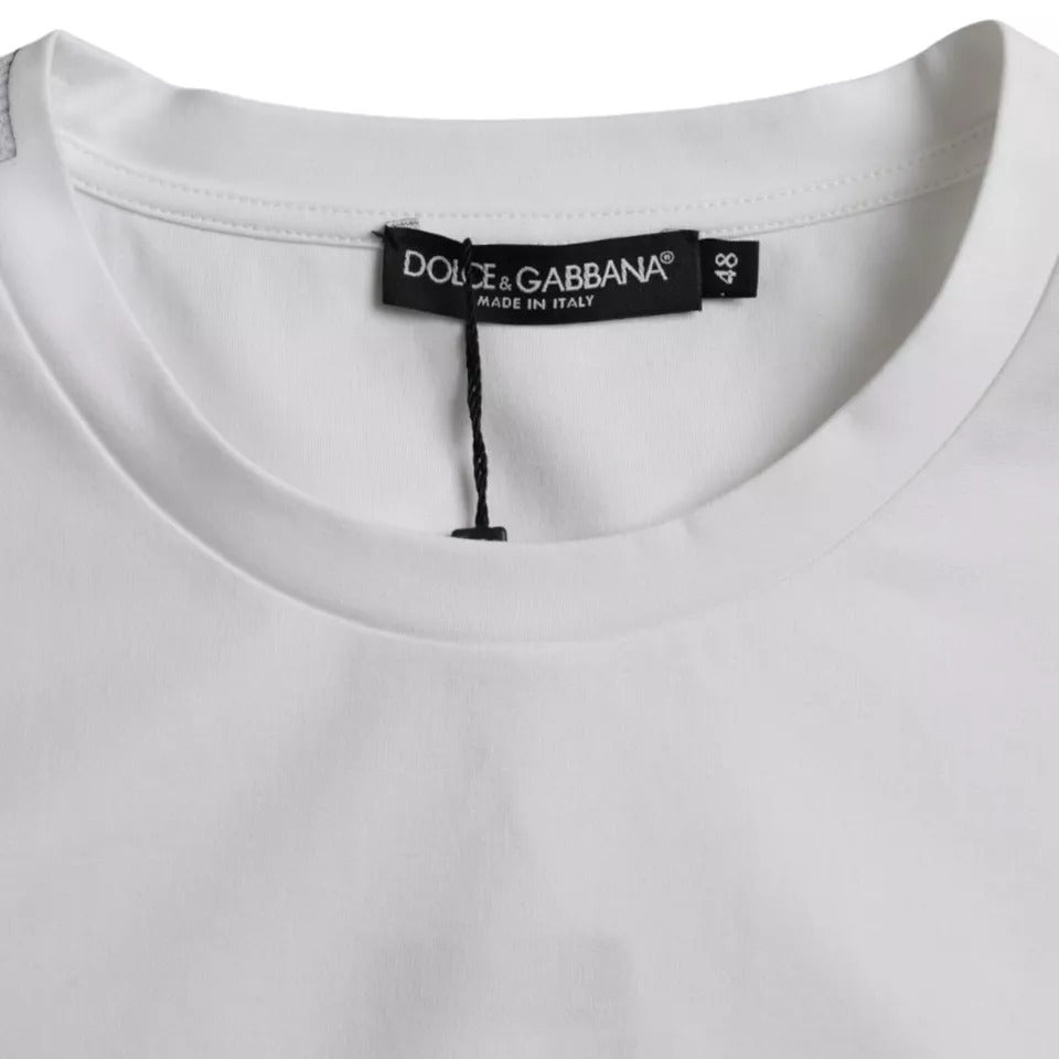 Dolce & Gabbana weißes Baumwoll-T-Shirt mit Rundhalsausschnitt und kurzen Ärmeln