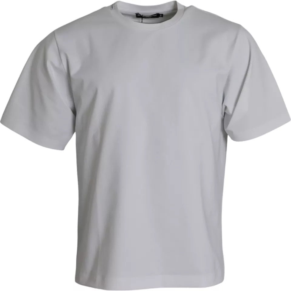 Dolce & Gabbana weißes Baumwoll-T-Shirt mit Rundhalsausschnitt und kurzen Ärmeln