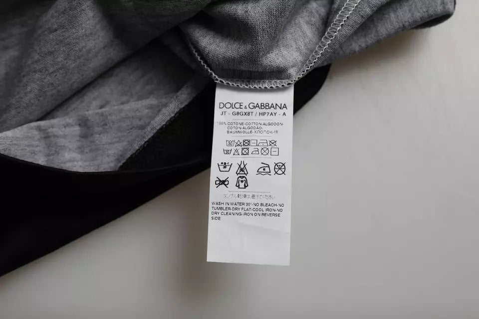 Dolce & Gabbana Schwarz Weißes T-Shirt mit Jazz-Print und kurzen Ärmeln aus Baumwolle