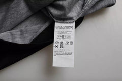 Dolce & Gabbana Schwarz Weißes T-Shirt mit Jazz-Print und kurzen Ärmeln aus Baumwolle