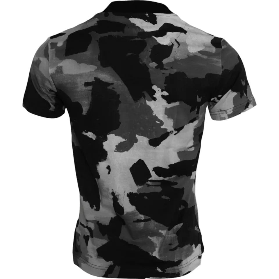 Dolce & Gabbana Baumwoll-Rundhals-T-Shirt mit mehrfarbigem Camouflage-Muster