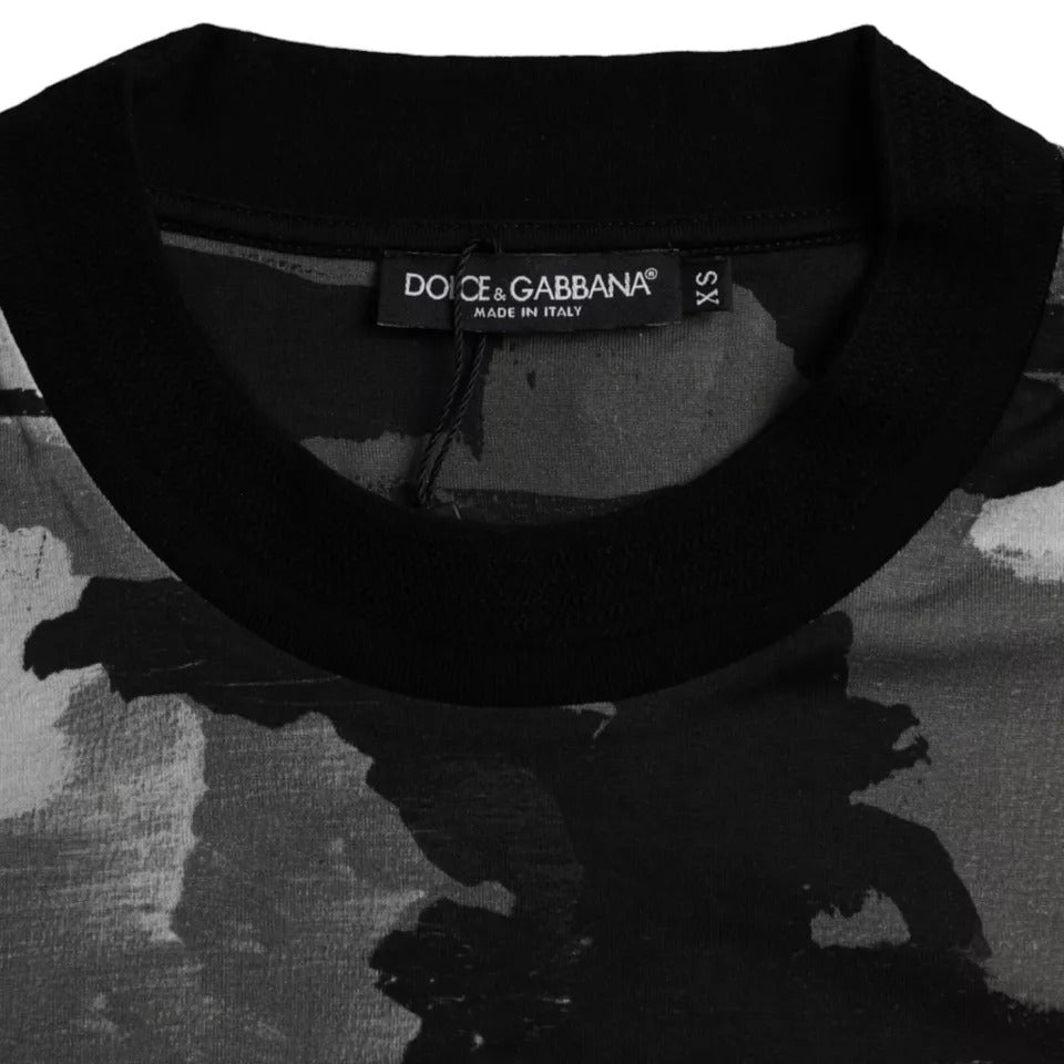 Dolce & Gabbana Baumwoll-Rundhals-T-Shirt mit mehrfarbigem Camouflage-Muster