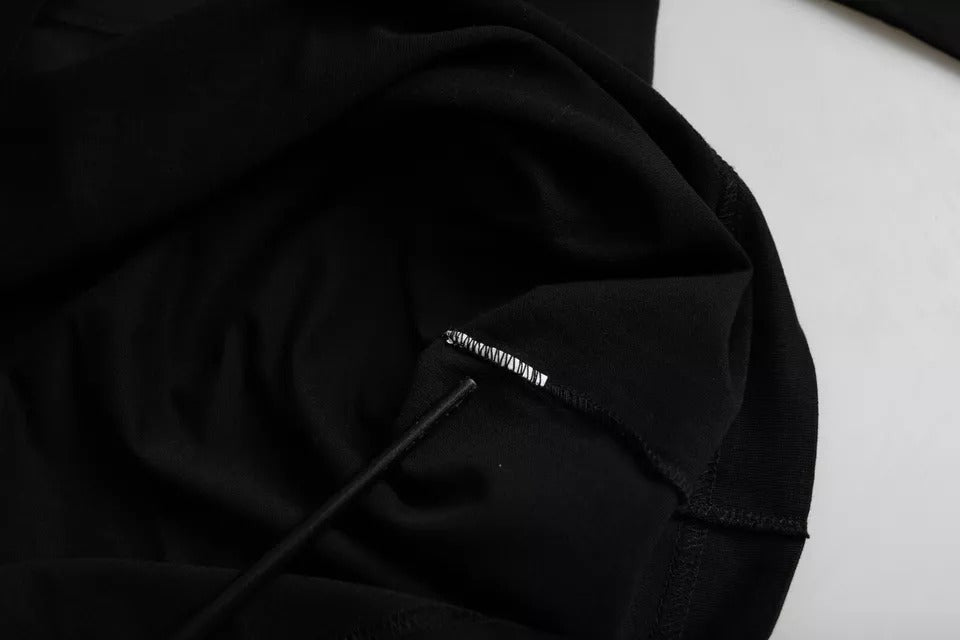 Dolce & Gabbana Schwarzes T-Shirt aus Baumwolle mit geprägtem Logo und Rundhalsausschnitt