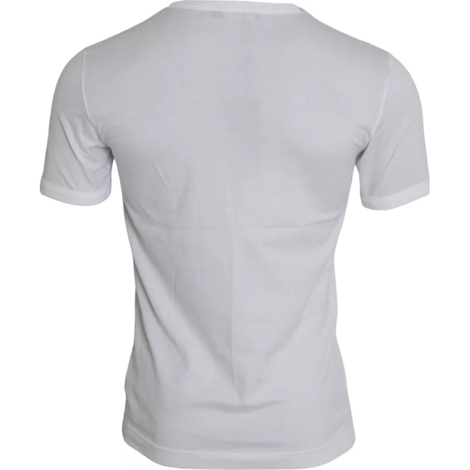 Dolce & Gabbana White King Of Love Rundhals-T-Shirt mit kurzen Ärmeln