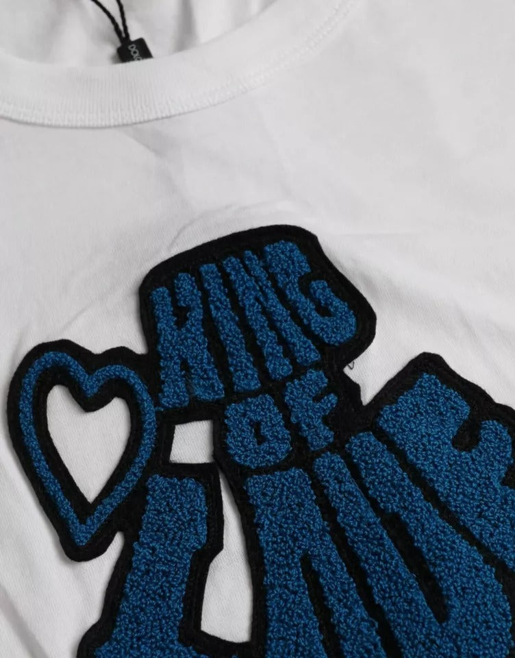Dolce & Gabbana White King Of Love Rundhals-T-Shirt mit kurzen Ärmeln