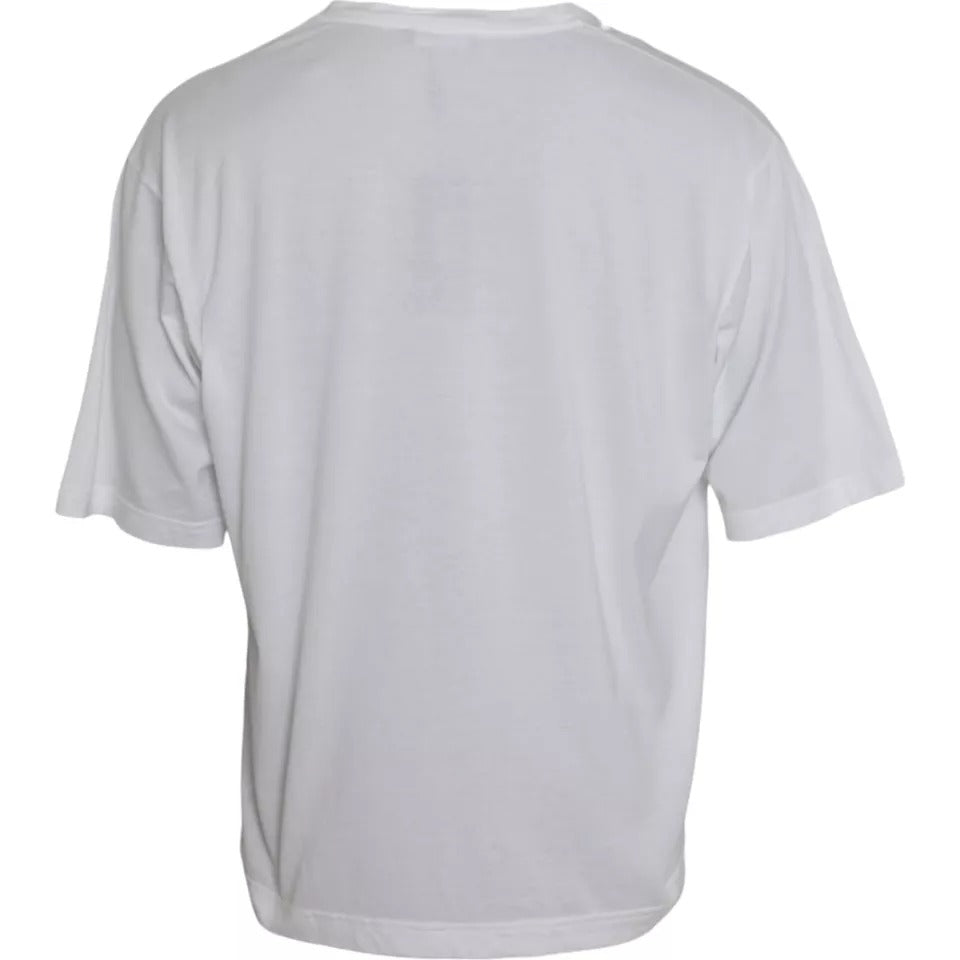 Dolce & Gabbana weißes Baumwoll-T-Shirt mit Rundhalsausschnitt und kurzen Ärmeln