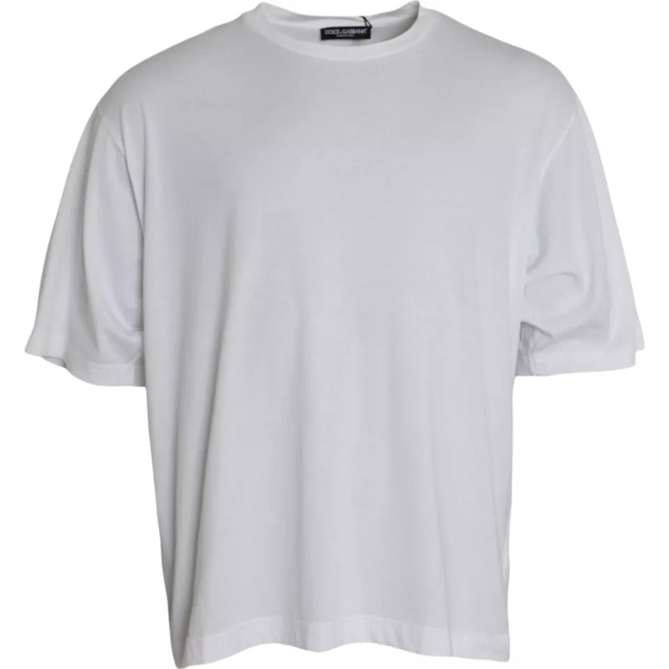 Dolce & Gabbana weißes Baumwoll-T-Shirt mit Rundhalsausschnitt und kurzen Ärmeln