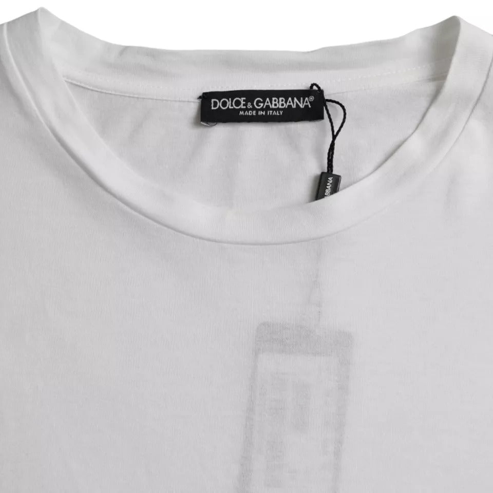 Dolce & Gabbana weißes Baumwoll-T-Shirt mit Rundhalsausschnitt und kurzen Ärmeln