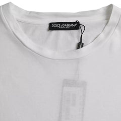 Dolce & Gabbana weißes Baumwoll-T-Shirt mit Rundhalsausschnitt und kurzen Ärmeln