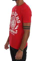 Frankie Morello Red Cotton RIDERS Crewneck T-Shirt