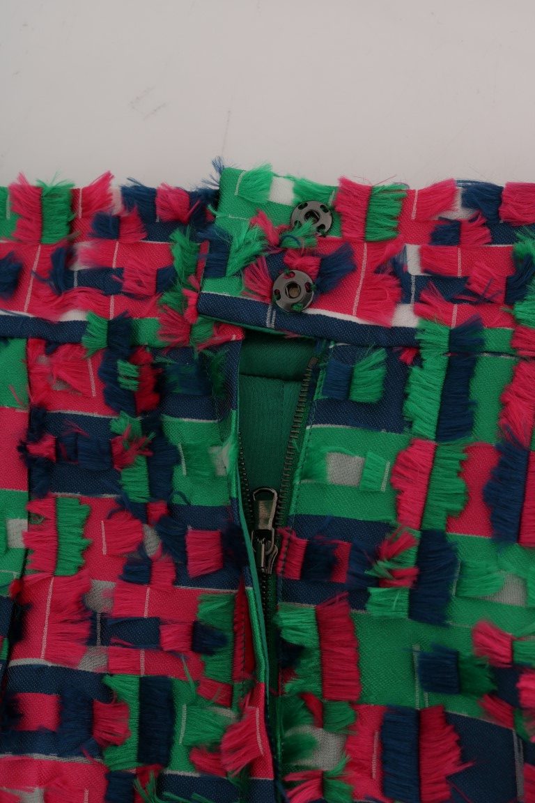 Dolce & Gabbana Roze Groene Jacquard Kokerrok