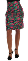 Dolce & Gabbana Roze Groene Jacquard Kokerrok