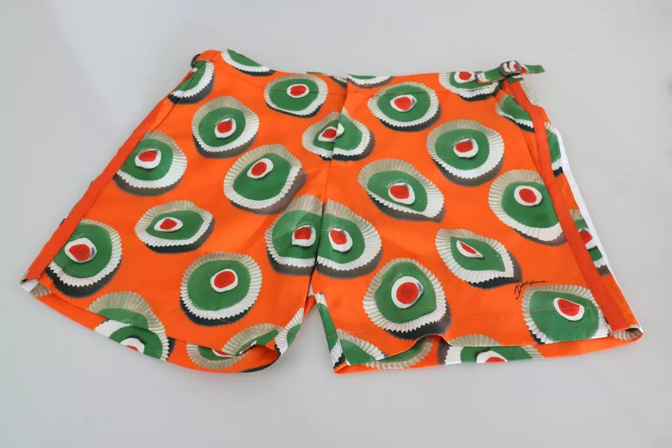 Dolce & Gabbana Orange Cupcake Beachwear Badehosen