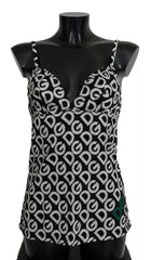 Dolce & Gabbana Schwarzer ärmelloser Badeanzug mit DG Mania Print