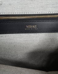 Versace Witte Tas met Bovenhandvat van Canvas en Leer met Logo Crossbody Tote