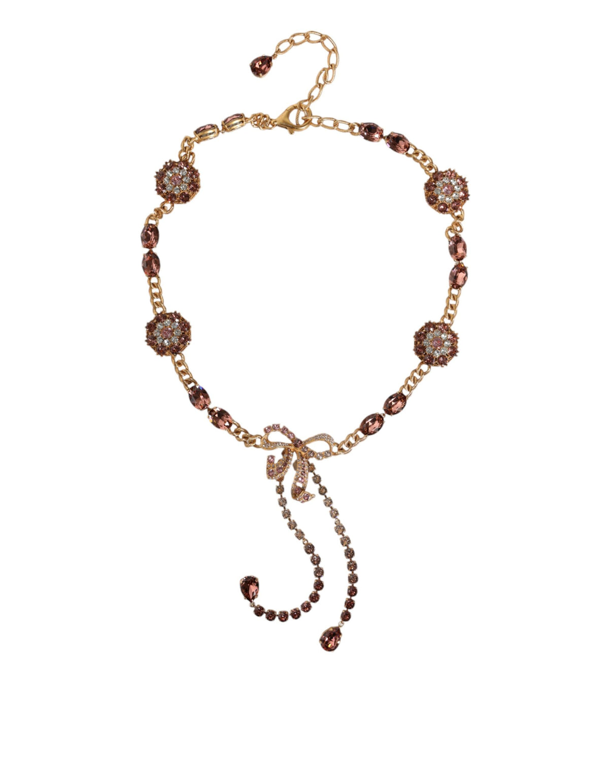 Dolce & Gabbana Goldfarbene Messing-Taillenkette mit Kristallverzierung